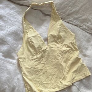 Free People Cream Halter Tank Top